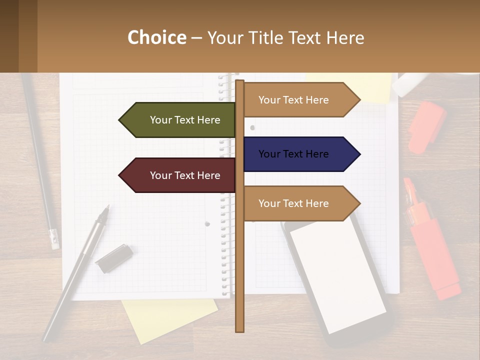 A Notepad, Pen, Cell Phone And A Cup Of Coffee On A Wooden PowerPoint Template