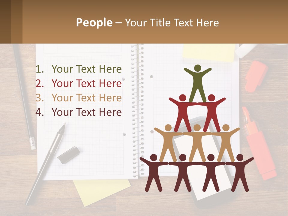 A Notepad, Pen, Cell Phone And A Cup Of Coffee On A Wooden PowerPoint Template