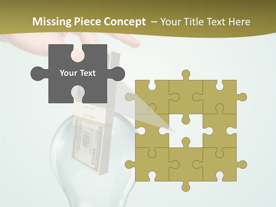 A Light Bulb With Money In It Being Held By A Hand PowerPoint Template