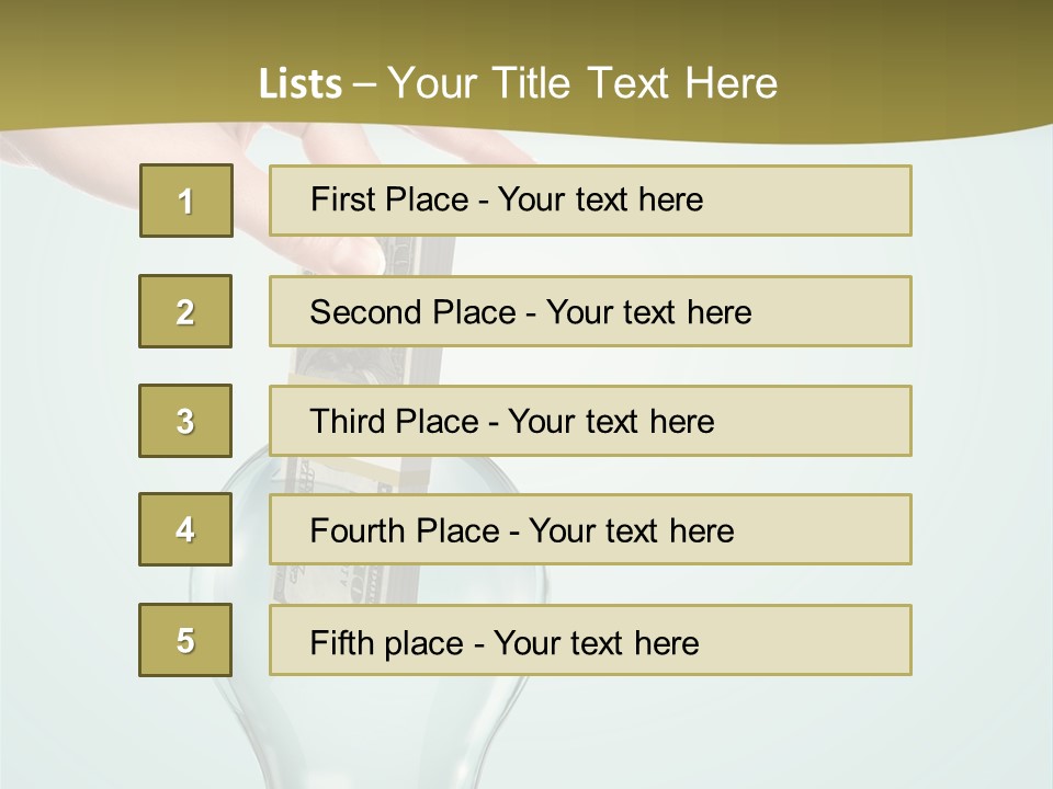 A Light Bulb With Money In It Being Held By A Hand PowerPoint Template