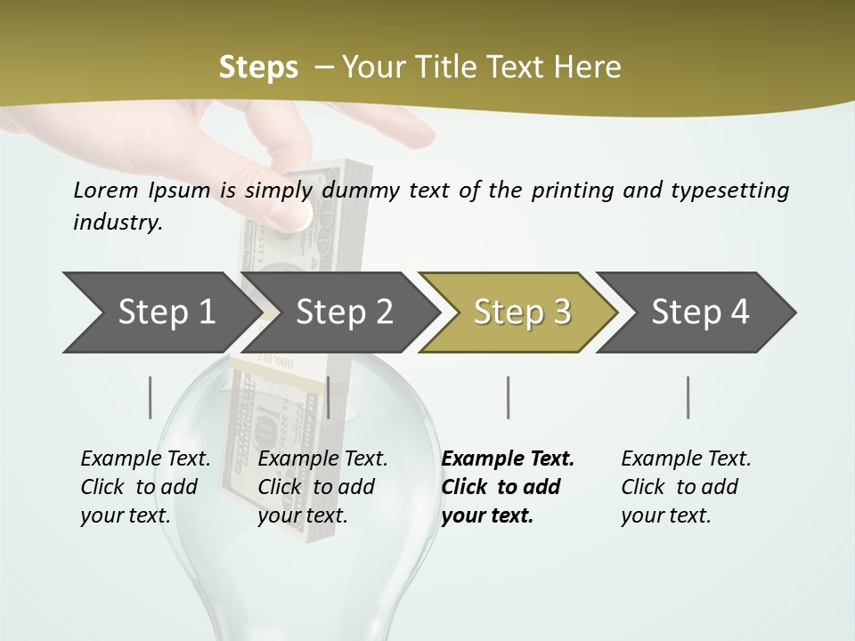 A Light Bulb With Money In It Being Held By A Hand PowerPoint Template