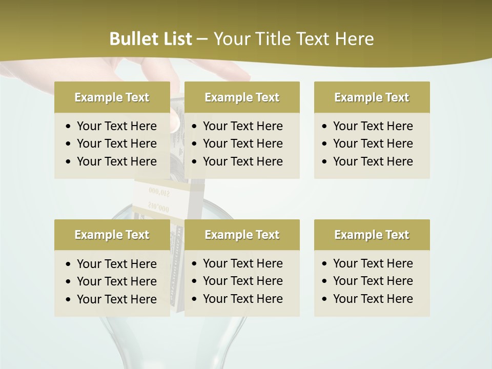 A Light Bulb With Money In It Being Held By A Hand PowerPoint Template