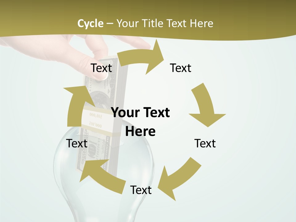 A Light Bulb With Money In It Being Held By A Hand PowerPoint Template