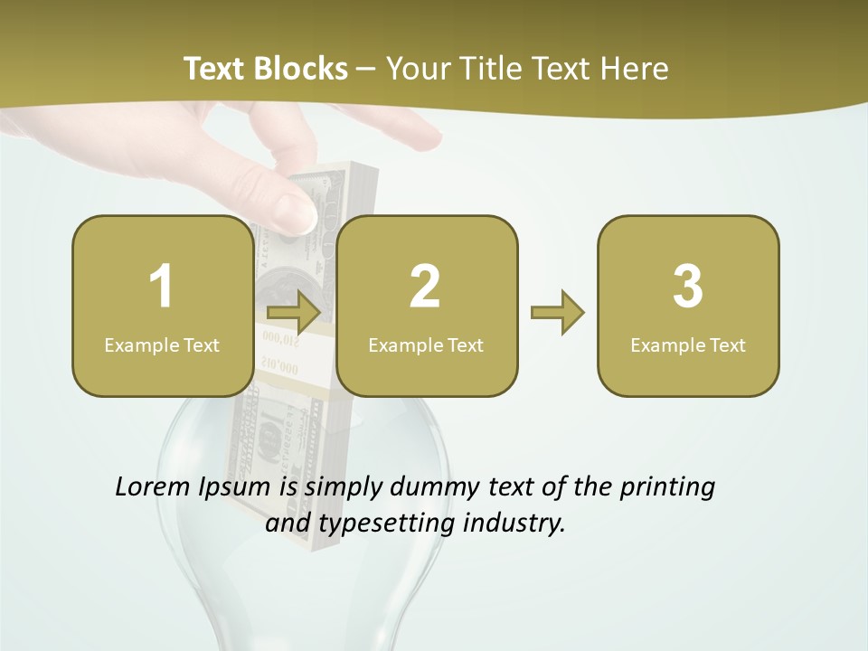 A Light Bulb With Money In It Being Held By A Hand PowerPoint Template