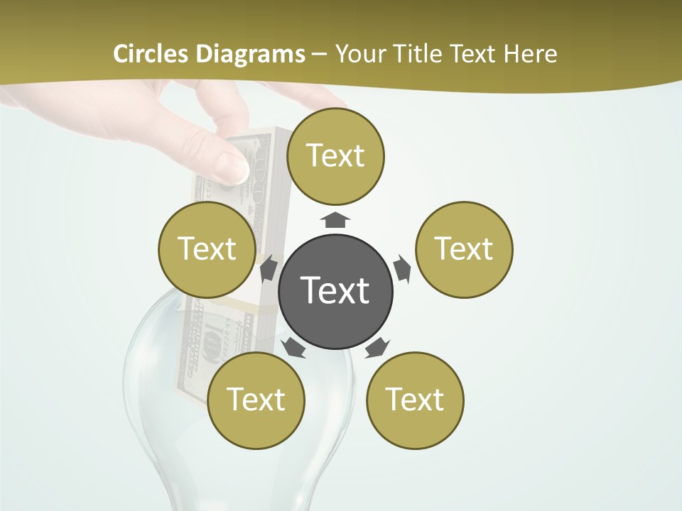 A Light Bulb With Money In It Being Held By A Hand PowerPoint Template