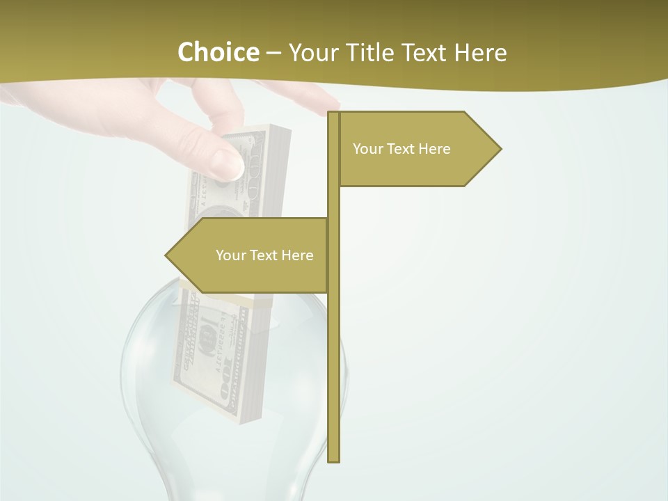 A Light Bulb With Money In It Being Held By A Hand PowerPoint Template