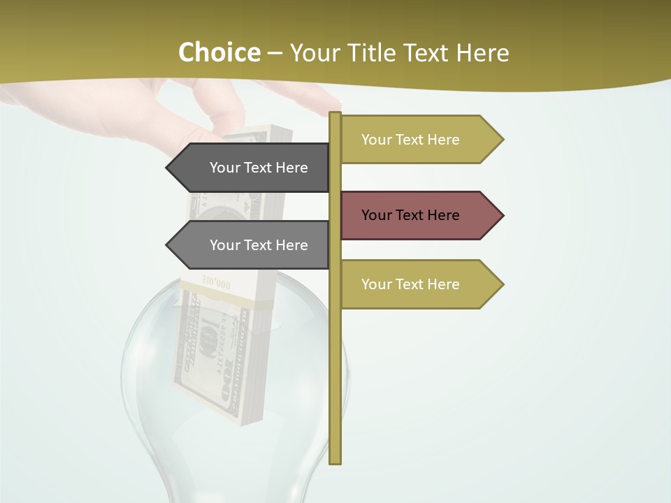 A Light Bulb With Money In It Being Held By A Hand PowerPoint Template