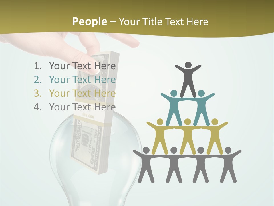 A Light Bulb With Money In It Being Held By A Hand PowerPoint Template