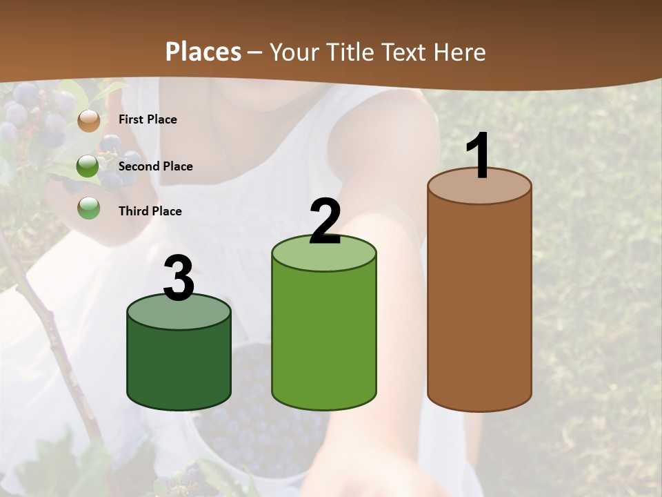 A Little Girl Sitting In The Grass With Blueberries PowerPoint Template