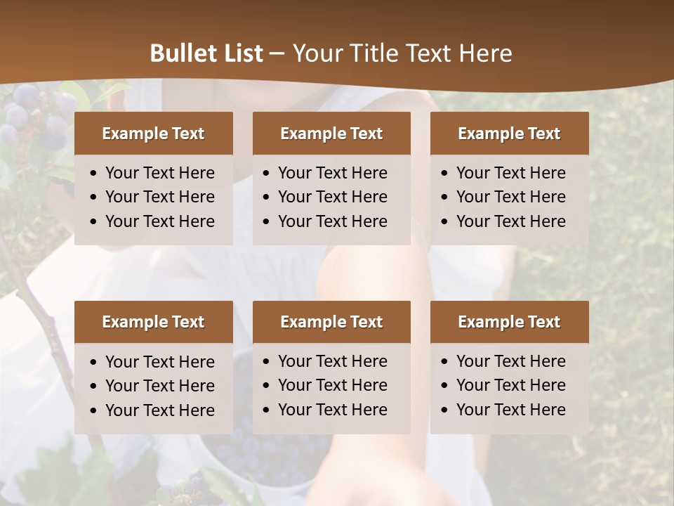 A Little Girl Sitting In The Grass With Blueberries PowerPoint Template