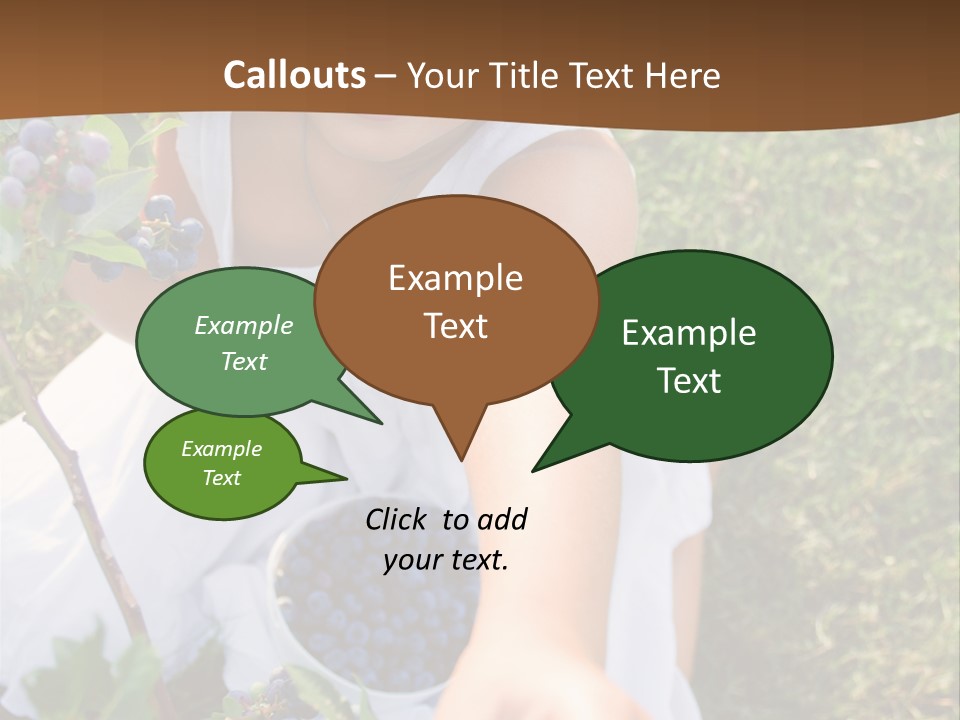 A Little Girl Sitting In The Grass With Blueberries PowerPoint Template