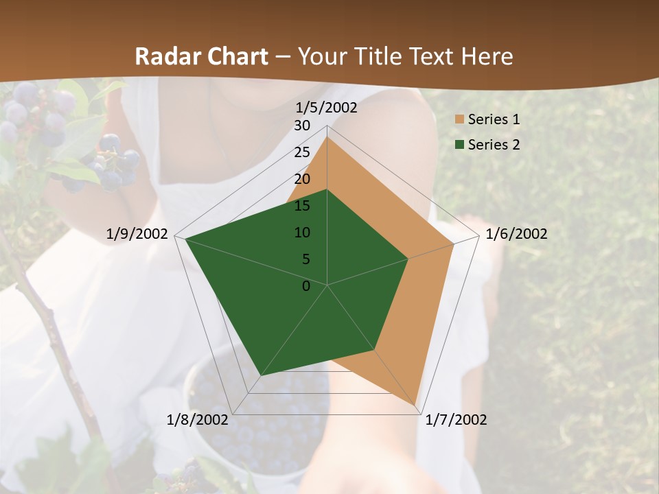 A Little Girl Sitting In The Grass With Blueberries PowerPoint Template