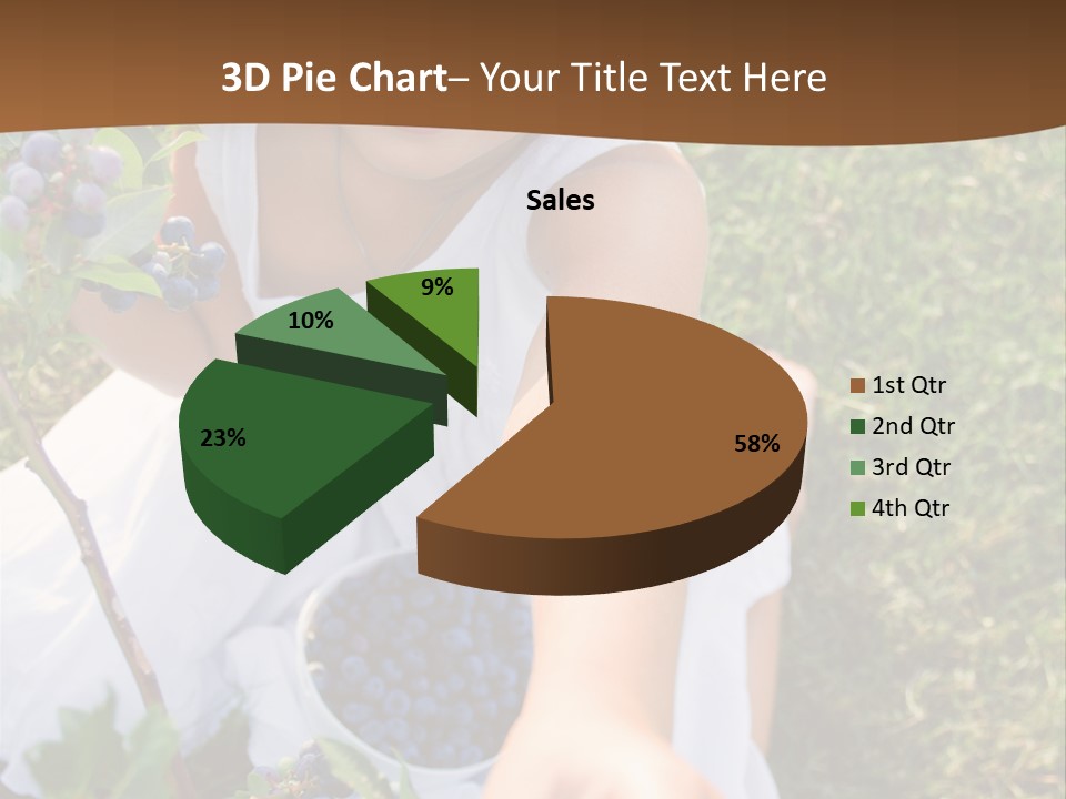 A Little Girl Sitting In The Grass With Blueberries PowerPoint Template