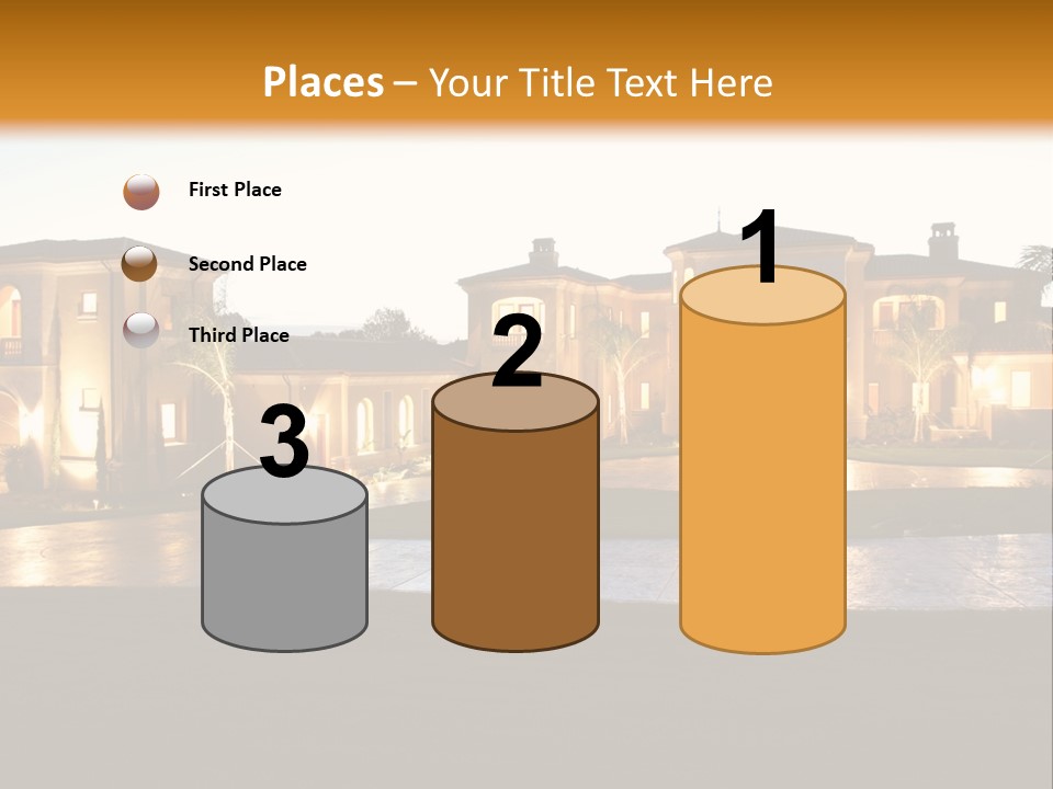 A Large House With A Fountain In Front Of It PowerPoint Template