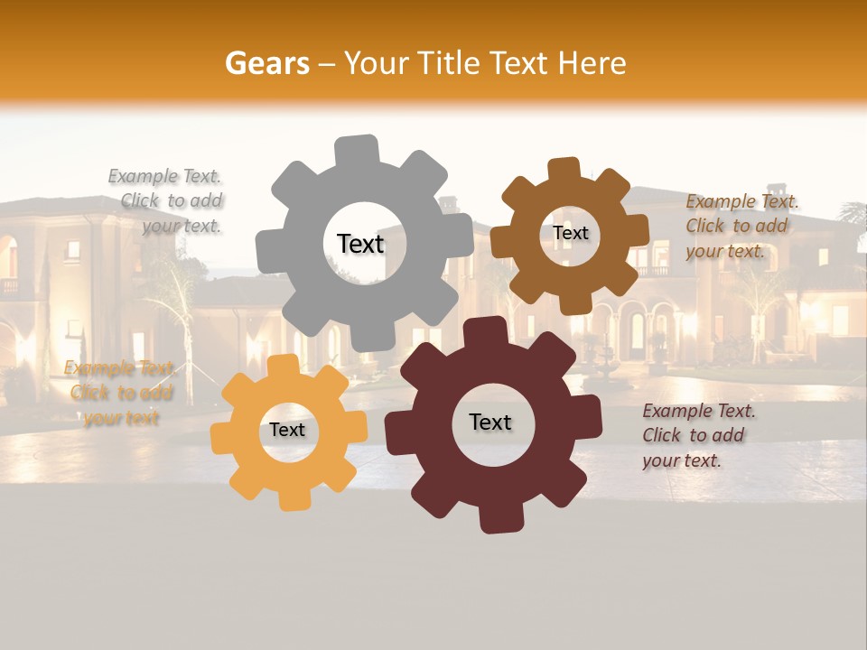 A Large House With A Fountain In Front Of It PowerPoint Template