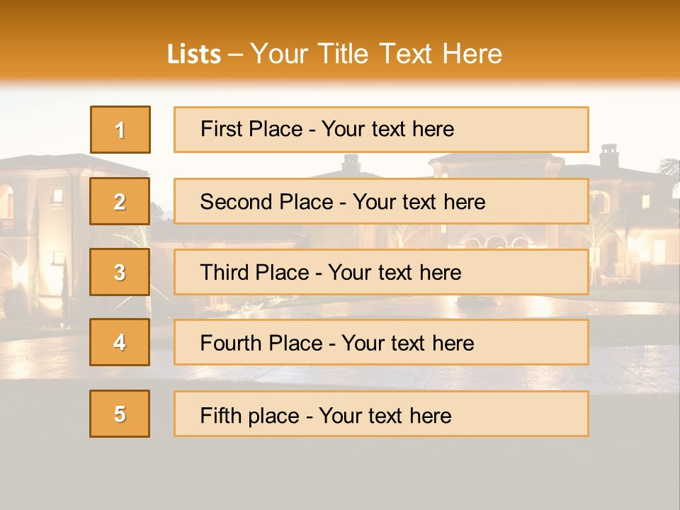 A Large House With A Fountain In Front Of It PowerPoint Template