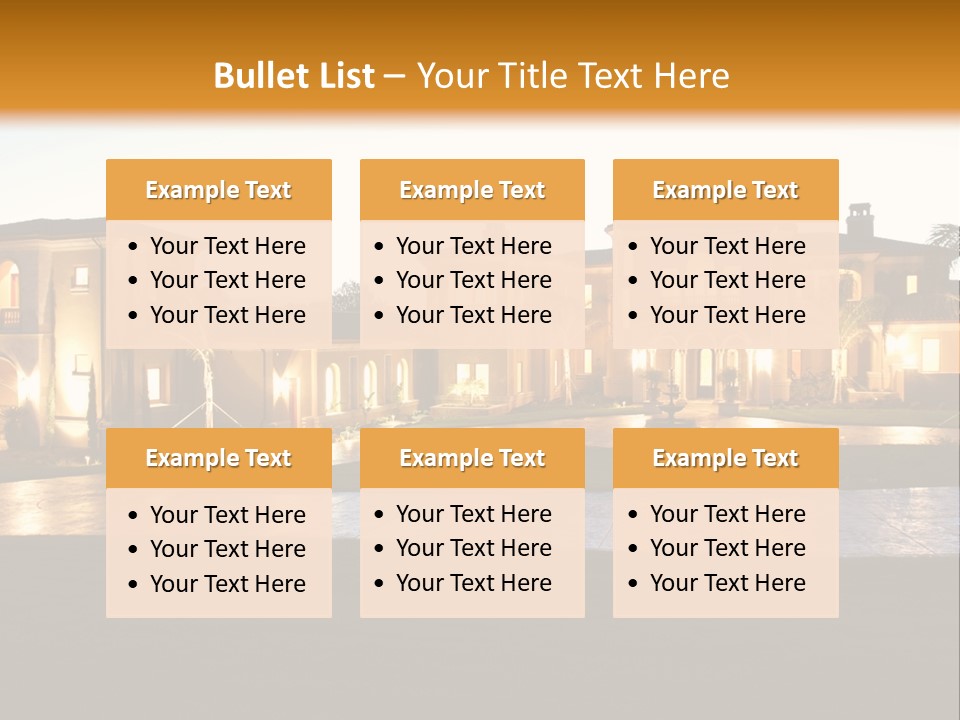 A Large House With A Fountain In Front Of It PowerPoint Template
