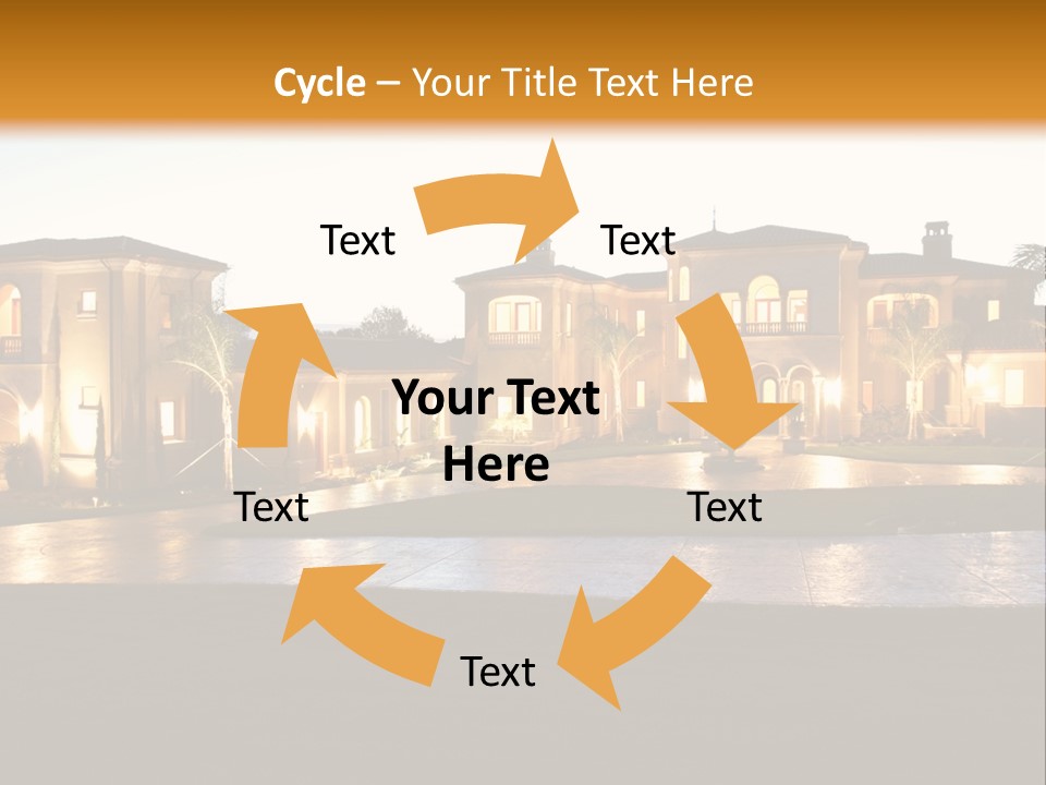 A Large House With A Fountain In Front Of It PowerPoint Template