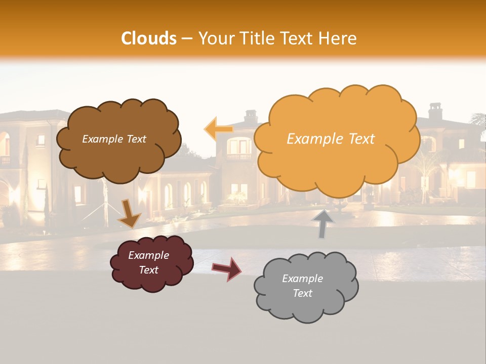 A Large House With A Fountain In Front Of It PowerPoint Template