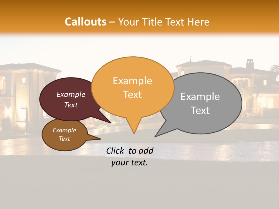 A Large House With A Fountain In Front Of It PowerPoint Template