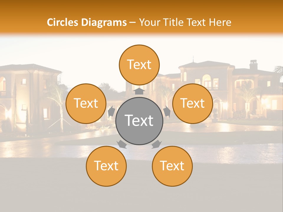 A Large House With A Fountain In Front Of It PowerPoint Template