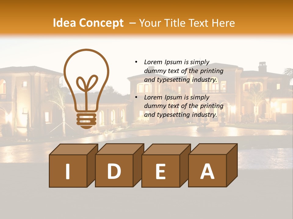 A Large House With A Fountain In Front Of It PowerPoint Template