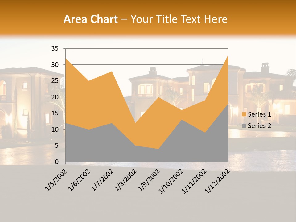 A Large House With A Fountain In Front Of It PowerPoint Template