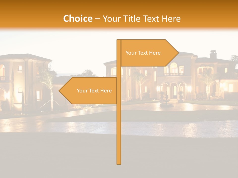 A Large House With A Fountain In Front Of It PowerPoint Template