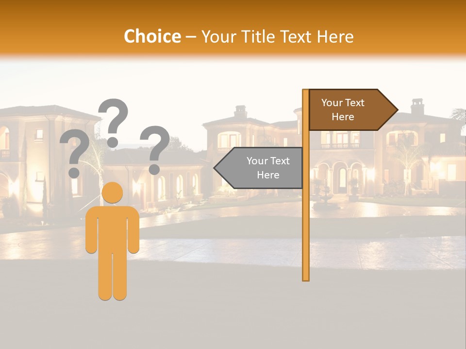 A Large House With A Fountain In Front Of It PowerPoint Template