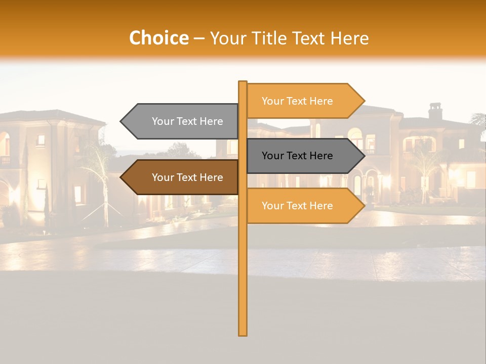 A Large House With A Fountain In Front Of It PowerPoint Template