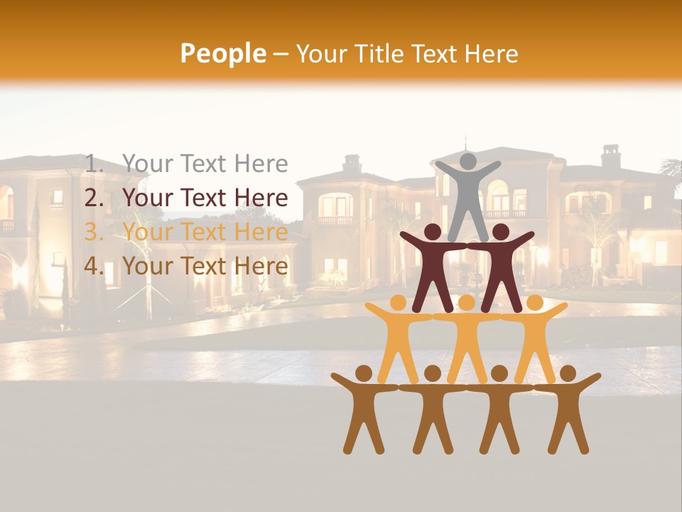 A Large House With A Fountain In Front Of It PowerPoint Template