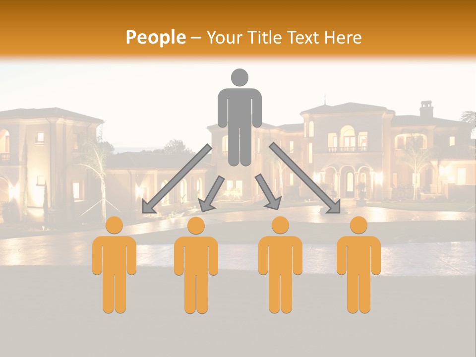 A Large House With A Fountain In Front Of It PowerPoint Template