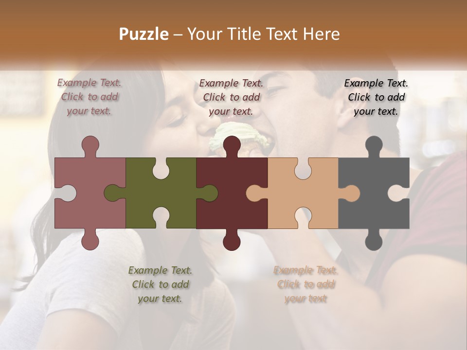 A Man And Woman Eating A Sandwich Together PowerPoint Template