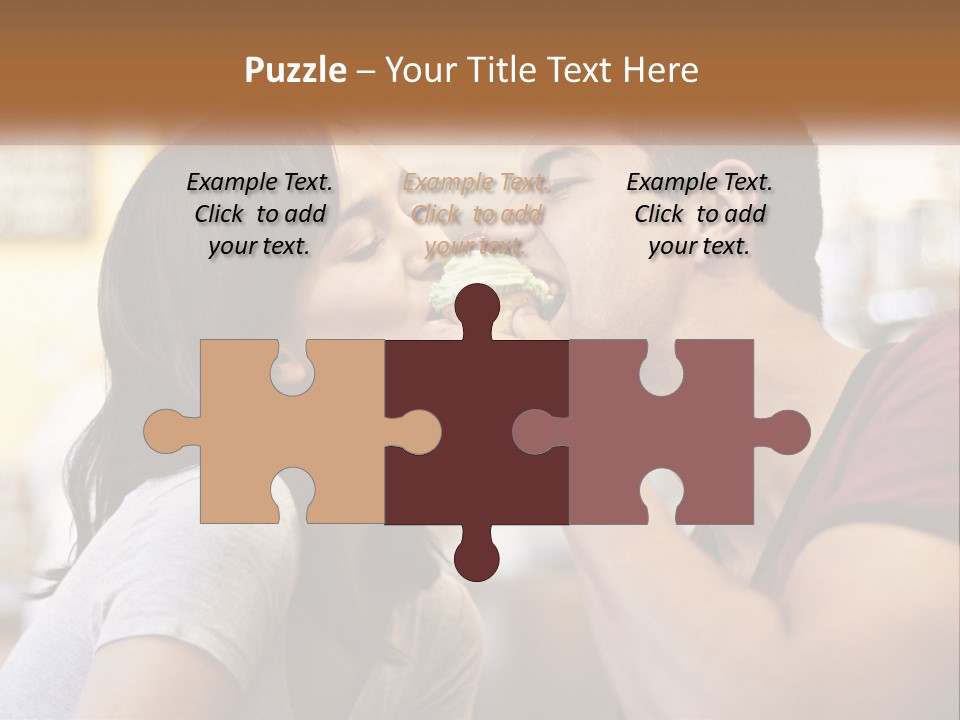 A Man And Woman Eating A Sandwich Together PowerPoint Template