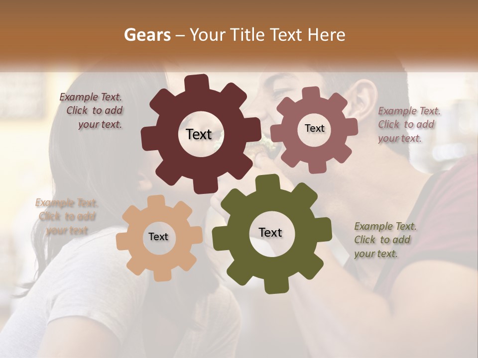 A Man And Woman Eating A Sandwich Together PowerPoint Template