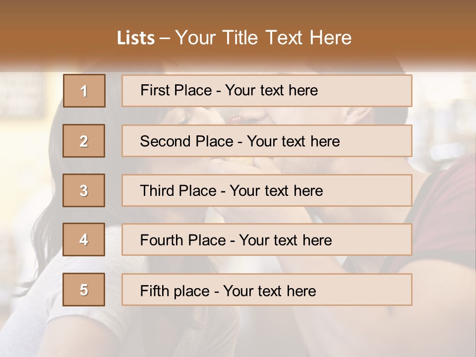 A Man And Woman Eating A Sandwich Together PowerPoint Template