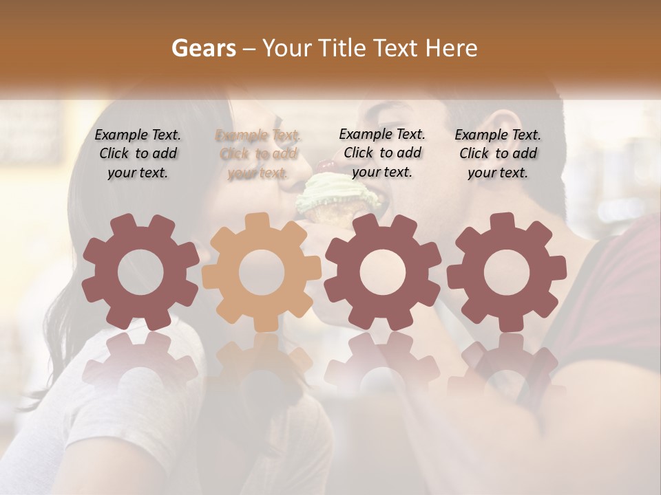 A Man And Woman Eating A Sandwich Together PowerPoint Template