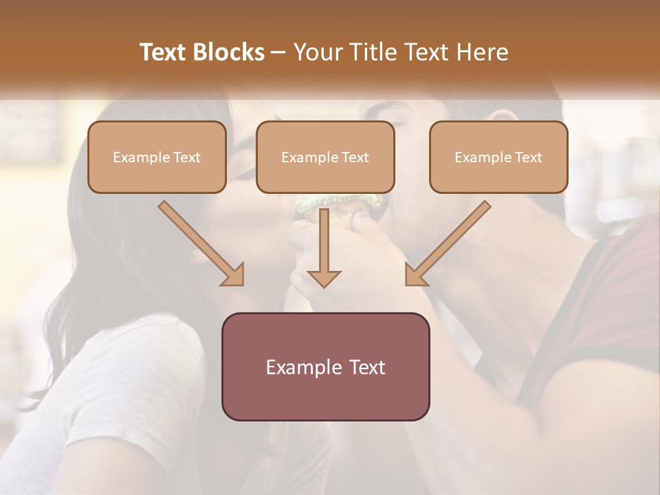 A Man And Woman Eating A Sandwich Together PowerPoint Template