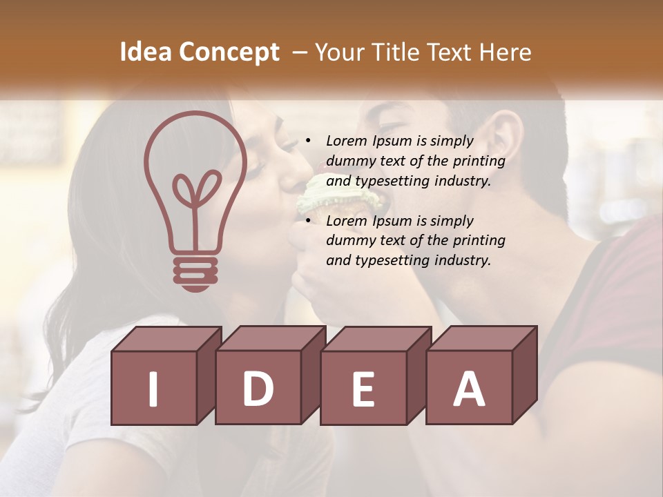 A Man And Woman Eating A Sandwich Together PowerPoint Template