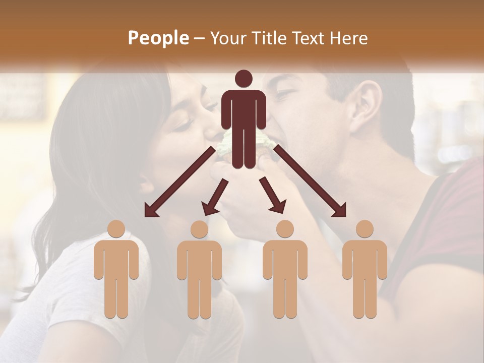 A Man And Woman Eating A Sandwich Together PowerPoint Template