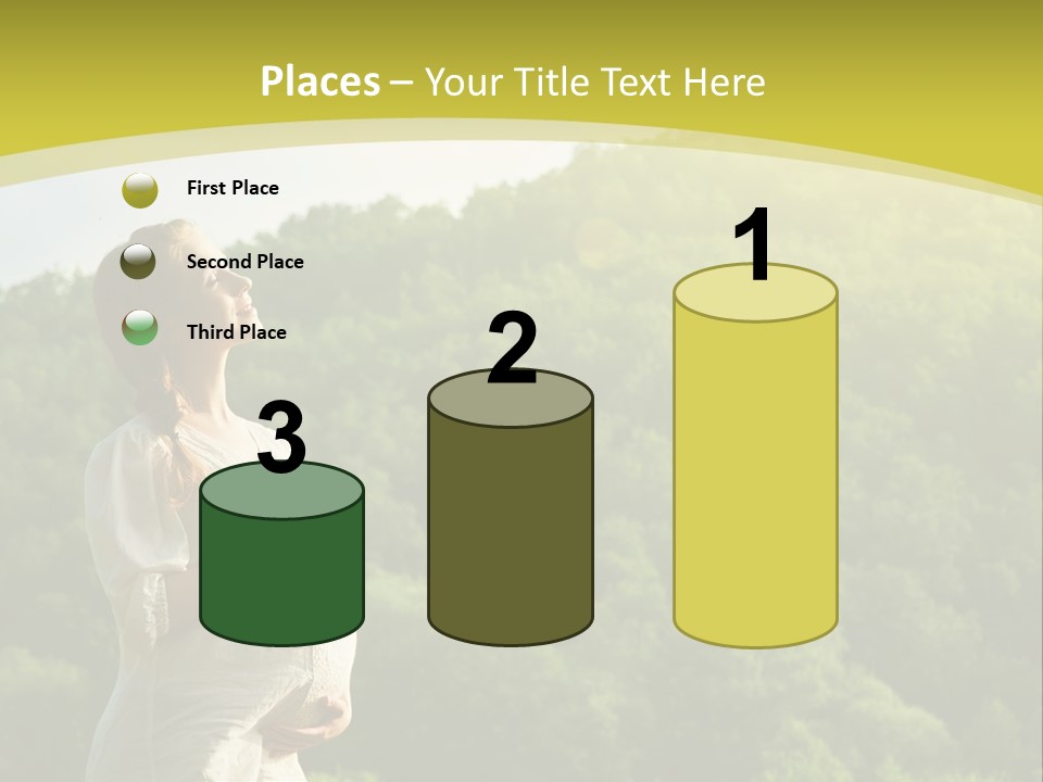 A Woman Standing In Front Of A Green Hillside PowerPoint Template