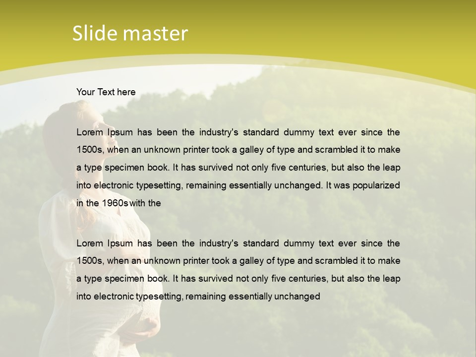 A Woman Standing In Front Of A Green Hillside PowerPoint Template