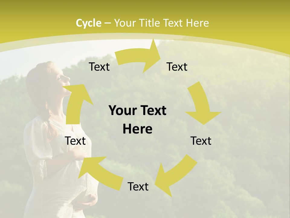 A Woman Standing In Front Of A Green Hillside PowerPoint Template