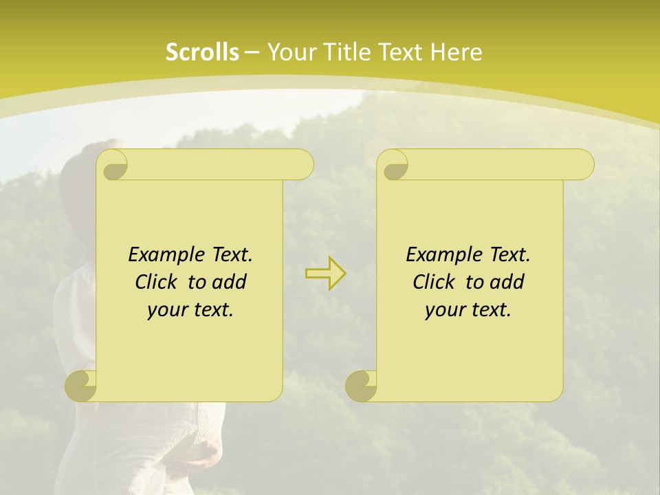 A Woman Standing In Front Of A Green Hillside PowerPoint Template