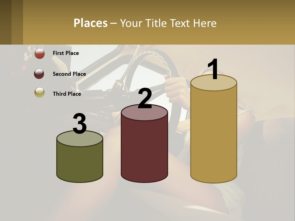 A Woman Driving A Car With Her Hand On The Steering Wheel PowerPoint Template