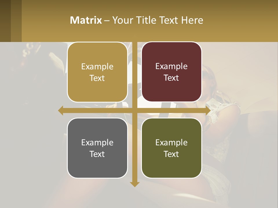 A Woman Driving A Car With Her Hand On The Steering Wheel PowerPoint Template