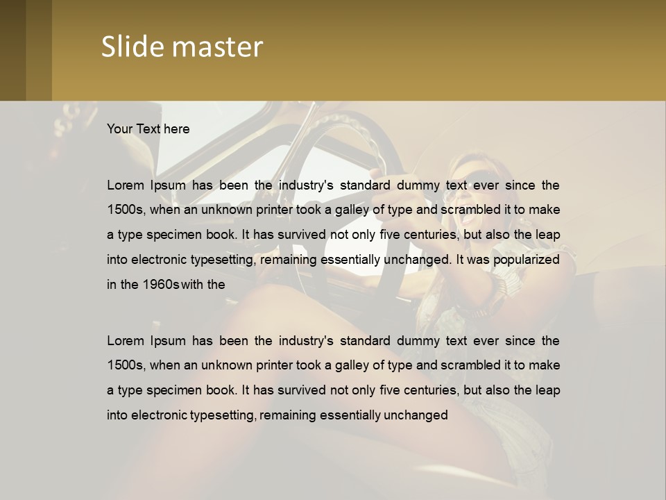 A Woman Driving A Car With Her Hand On The Steering Wheel PowerPoint Template