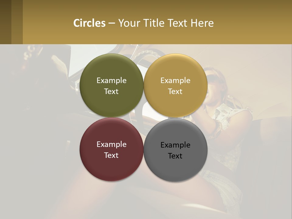 A Woman Driving A Car With Her Hand On The Steering Wheel PowerPoint Template