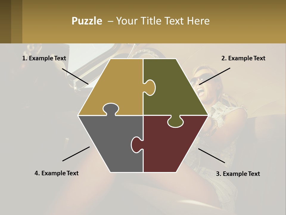 A Woman Driving A Car With Her Hand On The Steering Wheel PowerPoint Template