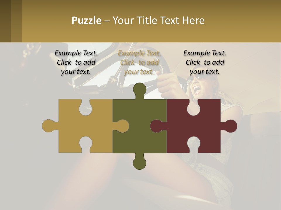 A Woman Driving A Car With Her Hand On The Steering Wheel PowerPoint Template